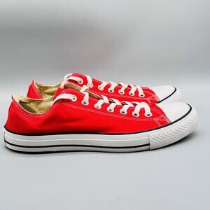 Converse Shoes Mens 10 Red Canvas Chuck Taylor All Star Low Top Lace Up Sneakers